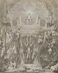 裁判の日、pl.9、「The Grave、A Poem」、William Blake（1757-1827）、Luigi Schiavonetti（1765-1810）、1808